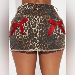 Fashion Nova Leopard Print Bow Skirt -NWT-468